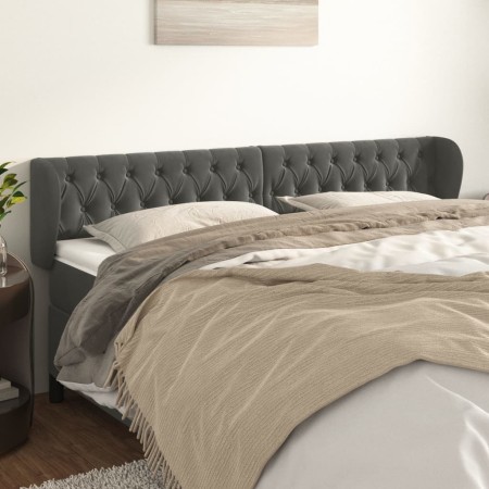 Cabecero de terciopelo gris oscuro 203x23x78/88 cm de vidaXL, Cabeceros y pies de cama - Ref: Foro24-3117547, Precio: 84,59 €...