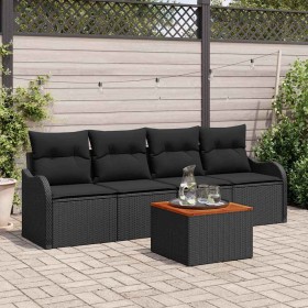 Conjunto de sofás de jardín 5 pcs Negro ratán sintético en Sofás de exterior | Comprar online en Foru.es