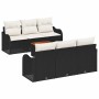 Conjunto de sofá de jardín 7 pcs Negro y blanco en Sofás de exterior | Comprar online en Foru.es
