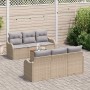 Conjunto de sofá de jardín 7 pcs beige y gris claro en Sofás de exterior | Comprar online en Foru.es