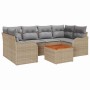 Conjunto de sofá de jardín 7 pcs beige y gris claro en Sofás de exterior | Comprar online en Foru.es
