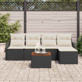 Conjunto de sofá de jardín 6 pcs Negro y blanco en Sofás de exterior | Comprar online en Foru.es