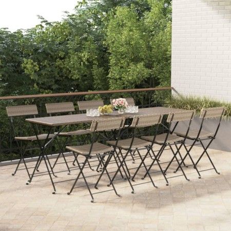 Sillas cafetería plegables 8 uds acero y ratán sintético gris de vidaXL, Sillas de jardín - Ref: Foro24-3152120, Precio: 287,...