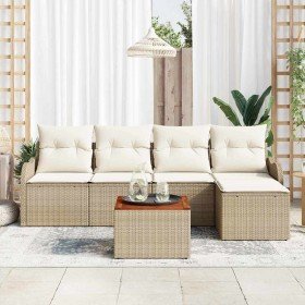 Conjunto de sofá de jardín 6 pcs Beige y blanco en Sofás de exterior | Comprar online en Foru.es