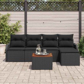 Conjunto de sofá de jardín 6 pcs Negro en Sofás de exterior | Comprar online en Foru.es