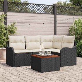 Conjunto de sofá de jardín 5 pcs Negro y blanco en Sofás de exterior | Comprar online en Foru.es