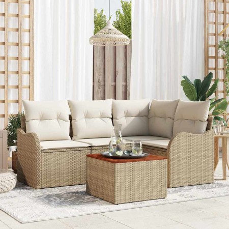 Conjunto de sofá de jardín 5 pcs Beige y blanco en Sofás de exterior | Comprar online en Foru.es