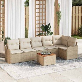 Conjunto de sofá de jardín 7 pcs Beige y blanco en Sofás de exterior | Comprar online en Foru.es