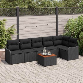 Conjunto de sofás de jardín 7 pcs Negro ratán sintético en Sofás de exterior | Comprar online en Foru.es