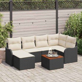 Conjunto de sofá de jardín 7 pcs Negro y blanco en Sofás de exterior | Comprar online en Foru.es