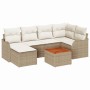 Conjunto de sofá de jardín 7 pcs Beige y blanco en Sofás de exterior | Comprar online en Foru.es