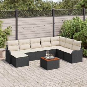 Conjunto de sofá de jardín 9 pcs Negro y blanco en Sofás de exterior | Comprar online en Foru.es