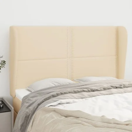 Headboard with cream fabric ears 147x23x118/128 cm by vidaXL, Headboards and footboards - Ref: Foro24-3117819, Price: 99,56 €...