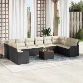 Conjunto de sofás de jardín 11 pcs Negro y crema en Sofás de exterior | Comprar online en Foru.es
