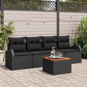 Conjunto de sofás de jardín 5 pcs Negro ratán sintético en Sofás de exterior | Comprar online en Foru.es