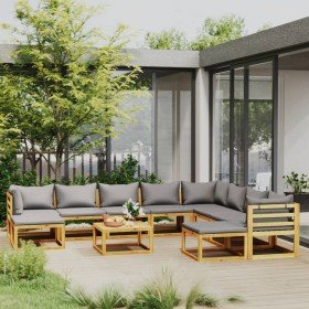 Muebles de jardín 11 pzas cojines madera maciza de acacia en Conjuntos de jardín | Comprar online en Foru.es