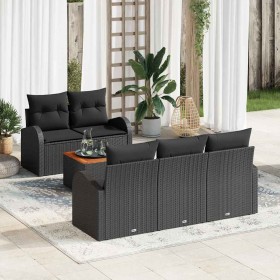 Conjunto de sofás de jardín 6 pcs Negro ratán sintético en Sofás de exterior | Comprar online en Foru.es