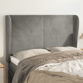Cabecero con orejas de terciopelo gris claro 147x23x118/128 cm de vidaXL, Cabeceros y pies de cama - Ref: Foro24-3117724, Pre...