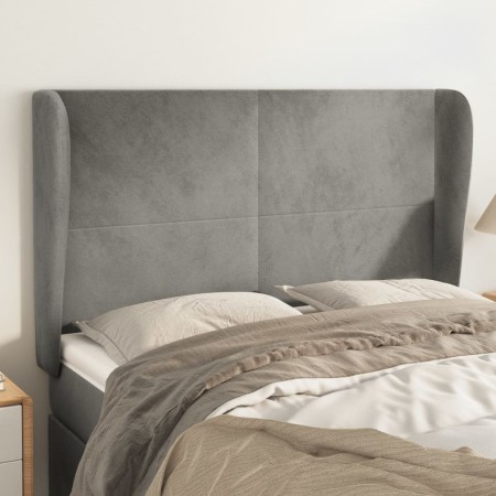 Cabecero con orejas de terciopelo gris claro 147x23x118/128 cm de vidaXL, Cabeceros y pies de cama - Ref: Foro24-3117724, Pre...
