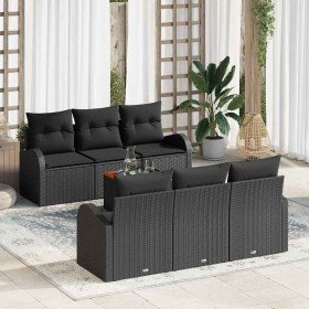 Conjunto de sofás de jardín 7 pcs Negro ratán sintético en Sofás de exterior | Comprar online en Foru.es