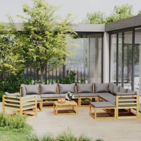 Muebles de jardín 12 pzas cojines madera maciza de acacia en Conjuntos de jardín | Comprar online en Foru.es