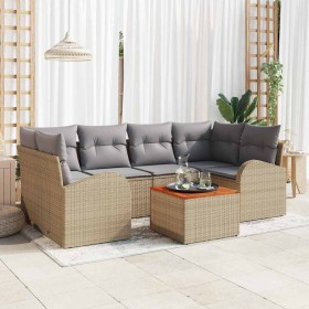 Conjunto de sofá de jardín 7 pcs beige y gris claro en Sofás de exterior | Comprar online en Foru.es