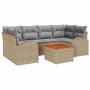 Conjunto de sofá de jardín 7 pcs beige y gris claro en Sofás de exterior | Comprar online en Foru.es