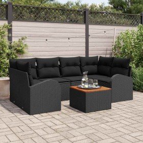 Conjunto de sofá de jardín 7 pcs Negro en Sofás de exterior | Comprar online en Foru.es