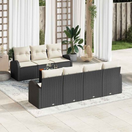Conjunto de sofá de jardín 8 pcs Negro y blanco en Sofás de exterior | Comprar online en Foru.es