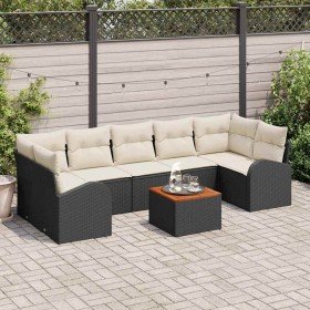 Conjunto de sofás de jardín 8 pcs Negro y crema ratán sintético en Sofás de exterior | Comprar online en Foru.es