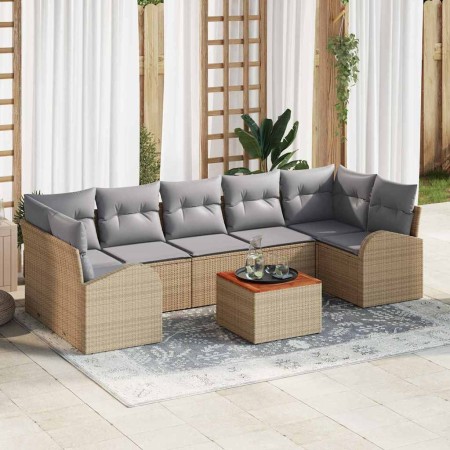 Conjunto de sofá de jardín 8 pcs beige y gris claro en Sofás de exterior | Comprar online en Foru.es