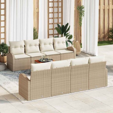 Conjunto de sofá de jardín 9 pcs Beige y blanco en Sofás de exterior | Comprar online en Foru.es