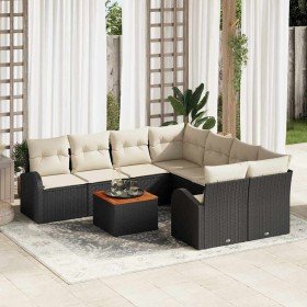 Conjunto de sofá de jardín 9 pcs Negro y blanco en Sofás de exterior | Comprar online en Foru.es