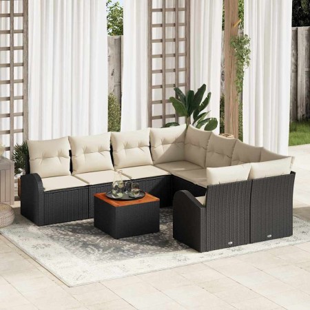 Conjunto de sofá de jardín 9 pcs Negro y blanco en Sofás de exterior | Comprar online en Foru.es
