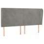 Cabecero con orejas de terciopelo gris claro 183x23x118/128 cm de vidaXL, Cabeceros y pies de cama - Ref: Foro24-3117736, Pre...
