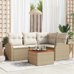 Conjunto de sofás de jardín 5 pcs Beige y Crema ratán sintético en Sofás de exterior | Comprar online en Foru.es
