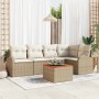 Conjunto de sofá de jardín 6 pcs Beige y blanco en Sofás de exterior | Comprar online en Foru.es
