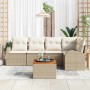 Conjunto de sofá de jardín 6 pcs Beige y blanco en Sofás de exterior | Comprar online en Foru.es