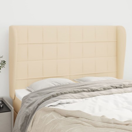 Cabecero con orejas de tela color crema 147x23x118/128 cm de vidaXL, Cabeceros y pies de cama - Ref: Foro24-3117959, Precio: ...