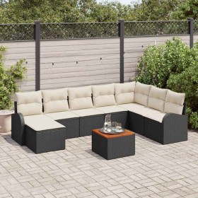 Conjunto de sofá de jardín 9 pcs Negro y blanco en Sofás de exterior | Comprar online en Foru.es