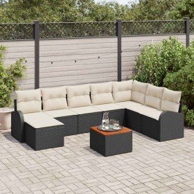 Conjunto de sofá de jardín 9 pcs Negro y blanco en Sofás de exterior | Comprar online en Foru.es