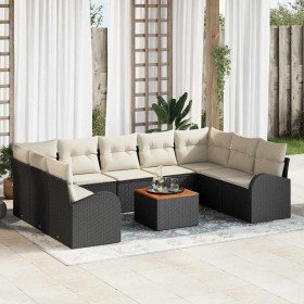 Conjunto de sofá de jardín 10 pcs Negro y blanco en Sofás de exterior | Comprar online en Foru.es