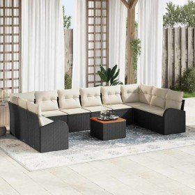 Conjunto de sofá de jardín 11 pcs Negro y blanco en Sofás de exterior | Comprar online en Foru.es