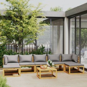 Muebles de jardín 8 pzas cojines madera maciza de acacia en Conjuntos de jardín | Comprar online en Foru.es