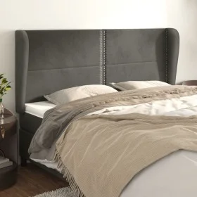Headboard with dark gray velvet ears 203x23x118/128 cm by vidaXL, Headboards and footboards - Ref: Foro24-3117883, Price: 110...