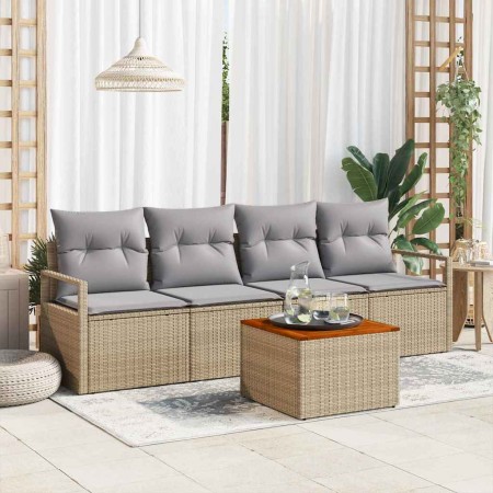 Conjunto de sofás de jardín 5 pcs Beige y Gris Claro en Sofás de exterior | Comprar online en Foru.es