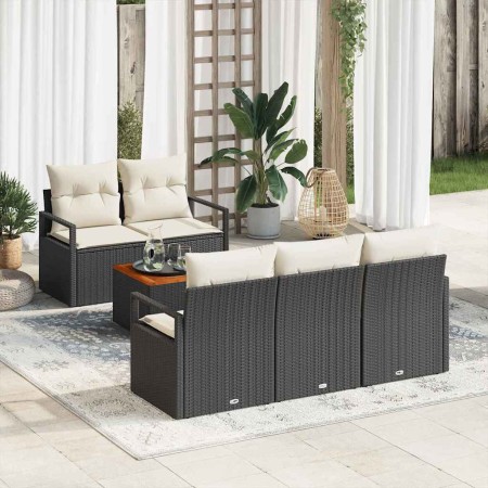 Conjunto de sofá de jardín 6 pcs Negro y blanco en Sofás de exterior | Comprar online en Foru.es