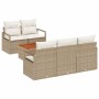 Conjunto de sofá de jardín 6 pcs Beige y blanco en Sofás de exterior | Comprar online en Foru.es