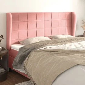 Cabecero con orejas de terciopelo rosa 203x23x118/128 cm de vidaXL, Cabeceros y pies de cama - Ref: Foro24-3118027, Precio: 1...