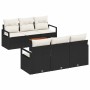Conjunto de sofá de jardín 7 pcs Negro y blanco en Sofás de exterior | Comprar online en Foru.es